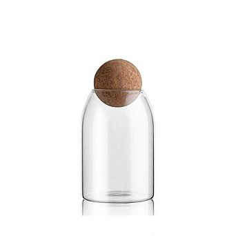 750ml Glass Storage Jar with Ball Cork Wood Lid Airtight Food Canister Kitchen Container
