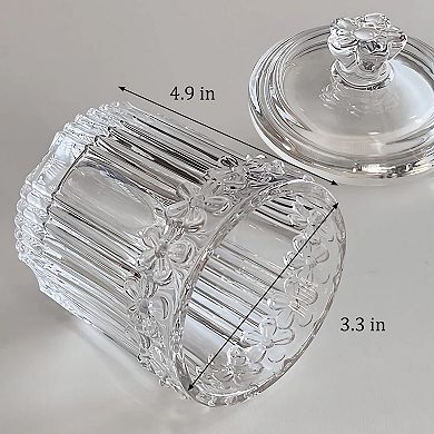2 Pack Glass Qtip Holder Jars with Lids Bathroom Vanity Organizer Storage Canister for Cotton Swabs