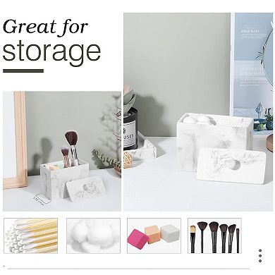 Cotton Swab Holder Canister With Lid 2 Compartments Dispenser Storage Box Cosmetics Organizer