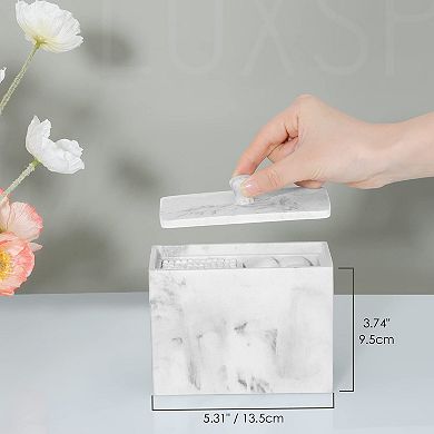 Cotton Swab Holder Canister With Lid 2 Compartments Dispenser Storage Box Cosmetics Organizer