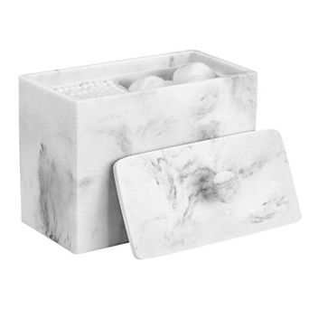 Cotton Swab Holder Canister With Lid 2 Compartments Dispenser Storage Box Cosmetics Organizer