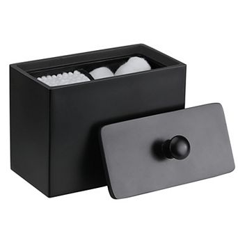 Cotton Swab Holder Canister With Lid 2 Compartments Dispenser Storage Box Cosmetics Organizer
