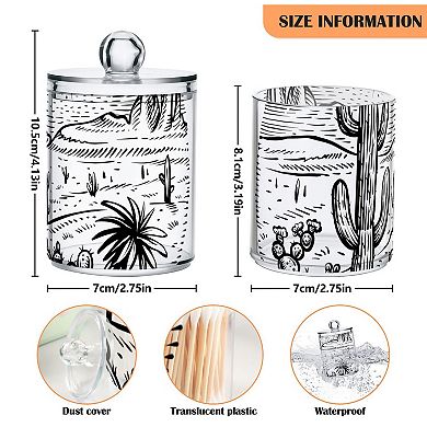 2PCS 14oz Clear Plastic Bathroom Storage Jars with Lid, Qtip Holder Dispenser for Cotton Swab Ball
