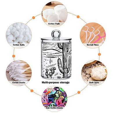 2PCS 14oz Clear Plastic Bathroom Storage Jars with Lid, Qtip Holder Dispenser for Cotton Swab Ball