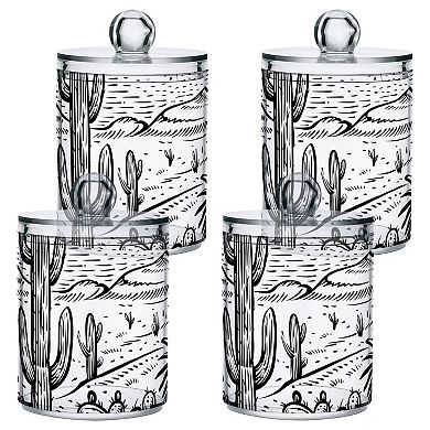 2PCS 14oz Clear Plastic Bathroom Storage Jars with Lid, Qtip Holder Dispenser for Cotton Swab Ball