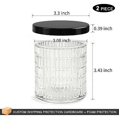 2 Pack Glass Qtip Holder Bathroom Jars with Lids, Cotton Balls Swabs Floss Organizer, Vintage Vanity