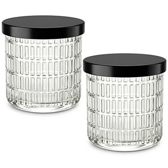 2 Pack Glass Qtip Holder Bathroom Jars with Lids, Cotton Balls Swabs Floss Organizer, Vintage Vanity