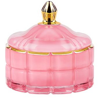 Crystal Glass Jar with Lid Decorative Storage Container for Bathroom Cotton Ball Swab Candy Dish