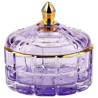 Crystal Glass Jar with Lid Decorative Storage Container for Bathroom Cotton Ball Swab Candy Dish