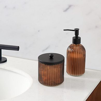 2-Pack Glass Bathroom Storage Jars with Metal Lids for Cotton Balls, Swabs, Pads, Floss Picks