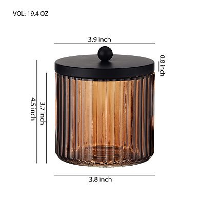 2-Pack Glass Bathroom Storage Jars with Metal Lids for Cotton Balls, Swabs, Pads, Floss Picks