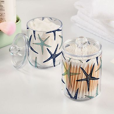 Bathroom Canister Set 2 Pack Plastic Qtip Holder Dispenser with Lids