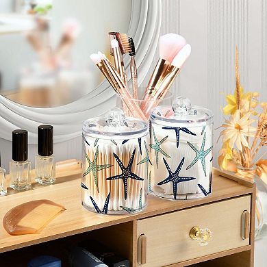 Bathroom Canister Set 2 Pack Plastic Qtip Holder Dispenser with Lids