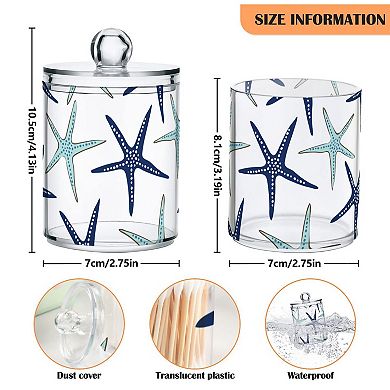 Bathroom Canister Set 2 Pack Plastic Qtip Holder Dispenser with Lids