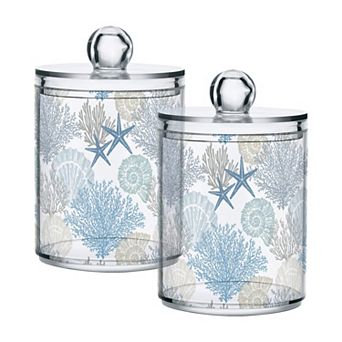 Bathroom Canister Set 2 Pack Plastic Qtip Holder Dispenser with Lids