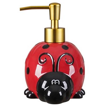 17 Oz Ladybug Ceramic Soap Dispenser Hand Painted Refillable Lotion Pump Bathroom Kitchen Decor