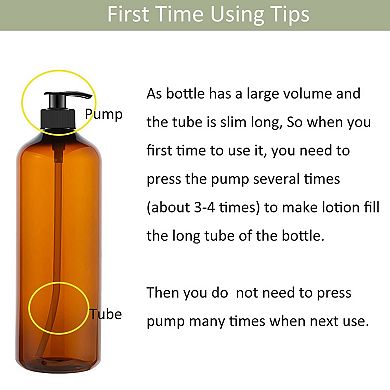 4 Pack 32 Oz Empty Amber PET Pump Bottles with Labels Funnel Pen for Shampoo Lotion Gel