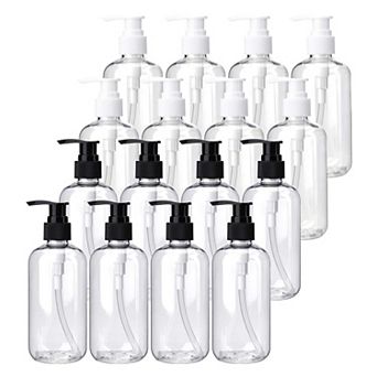 16 Pack 8oz Clear Plastic Pump Bottles Refillable Dispenser for Soap Lotion Shampoo