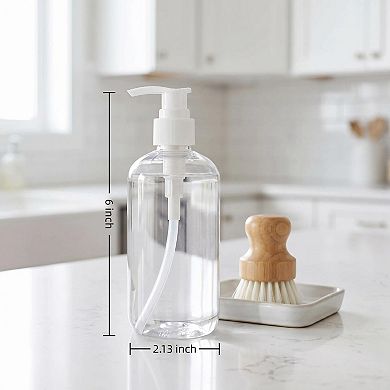 16 Pack 8oz Clear Plastic Pump Bottles Refillable Dispenser for Soap Lotion Shampoo