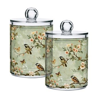 2 Pack Clear Plastic Jars with Lids 10oz Qtip Holder Bathroom Storage Containers for Cotton Balls
