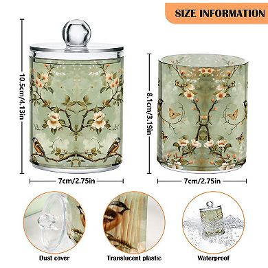 2 Pack Clear Plastic Jars with Lids 10oz Qtip Holder Bathroom Storage Containers for Cotton Balls