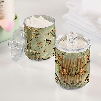 2 Pack Clear Plastic Jars with Lids 10oz Qtip Holder Bathroom Storage Containers for Cotton Balls