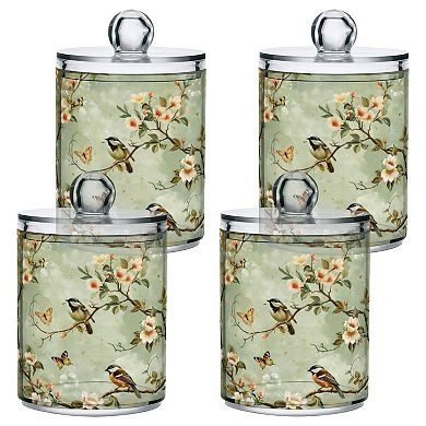 2 Pack Clear Plastic Jars with Lids 10oz Qtip Holder Bathroom Storage Containers for Cotton Balls