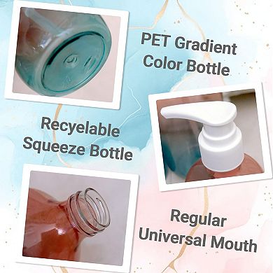 500ml Refillable Pump Bottles 6 Pack PET Plastic Leak-Proof Dispenser with Labels