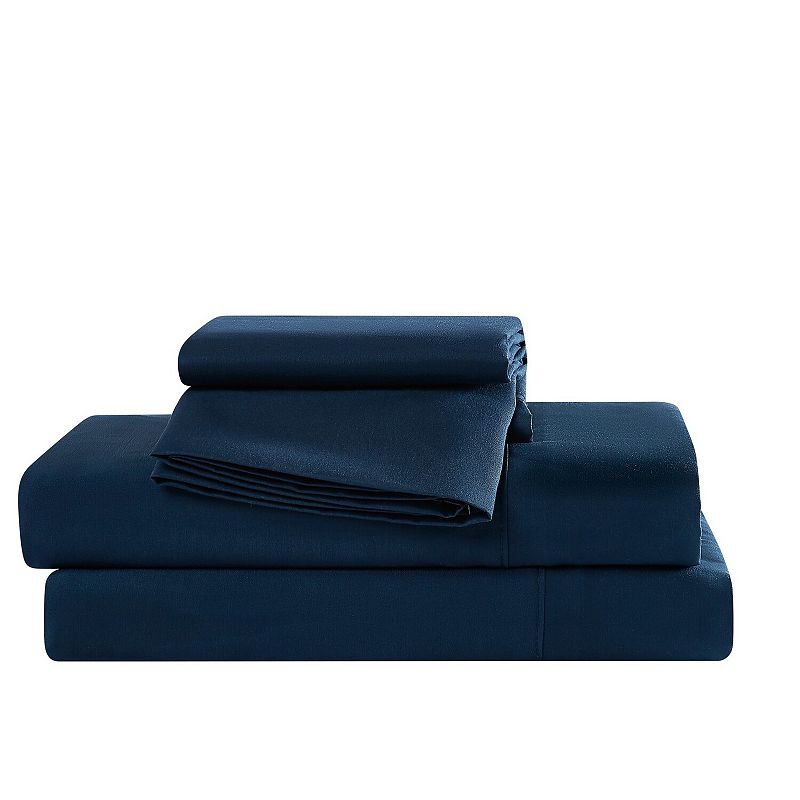 Simmons Essential Microfiber Brushed Sheet Set with Pillowcases, Blue