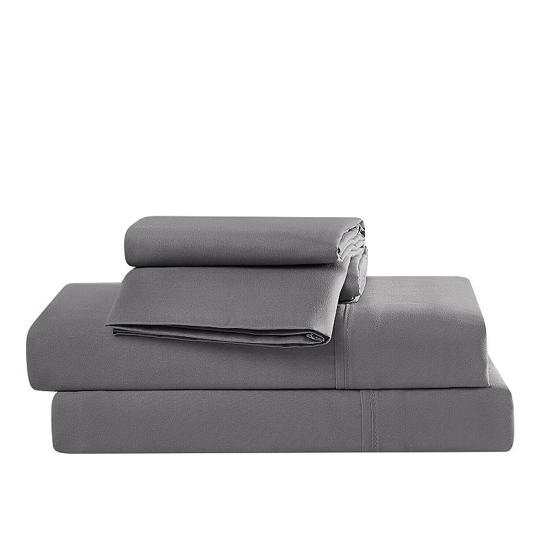 Simmons Essential Microfiber Brushed Sheet Set with Pillowcases, Gray