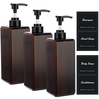 27oz Plastic Pump Dispenser Bottles Refillable Square Shampoo Body Wash Lotion Containers Bathroom