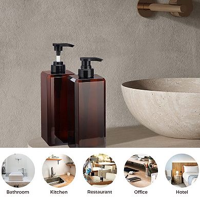 27oz Plastic Pump Dispenser Bottles Refillable Square Shampoo Body Wash Lotion Containers Bathroom
