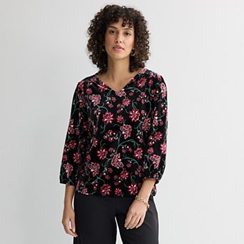 Women's Croft & Barrow® V-Neck Velvet Blouse