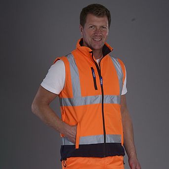 Yoko Mens Hi Vis Softshell Bodywarmer / Workwear