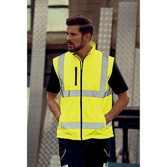 Yoko Mens Hi Vis Softshell Bodywarmer / Workwear