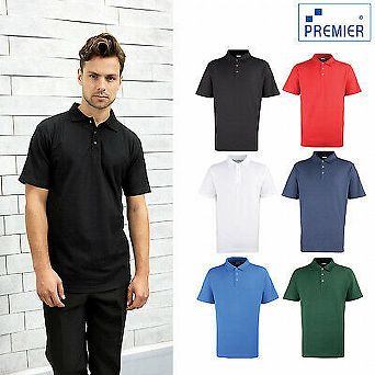 Premier Mens Stud Heavyweight Plain Pique Polo Shirt