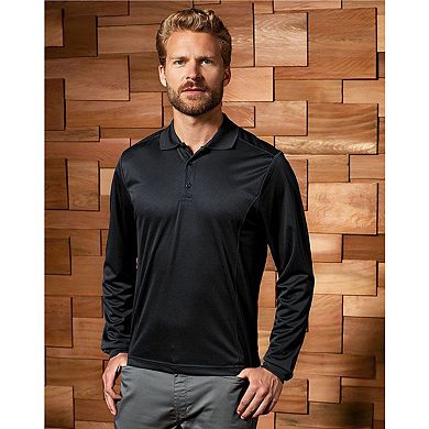 Premier Mens Long Sleeve Coolchecker Pique Polo Shirt