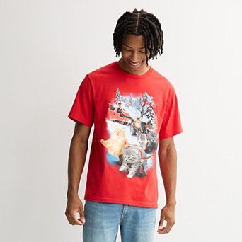 Men's Santa & Cats Holiday Graphic Tee