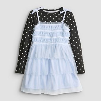Girls 4-8 Grayson Threads Kids The Label 2 pc Polka Dot Long Sleeve Top & Tulle Dress Set