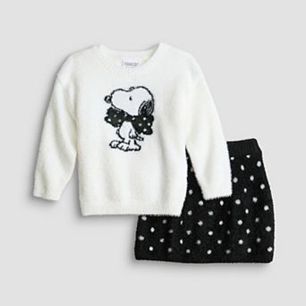 Baby & Toddler Girl Grayson Threads Kids The Label 2 pc Peanuts Snoopy Pullover & Polka Dot Skirt Set