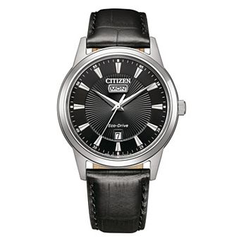 Citizen Eco-Drive Men’s Classic Stainless Steel Leather Strap Watch - AW0100-27E