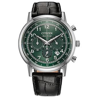 Citizen Men’s 43mm Eco-Drive Classic Chronograph Stainless Steel Black Leather Strap Watch - CA4630-02X