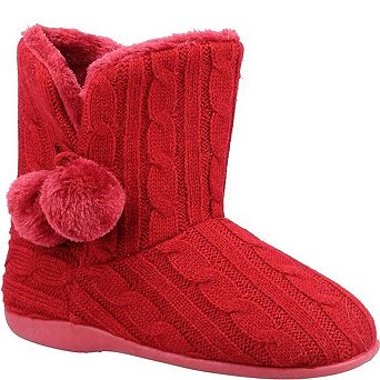 Fleet & Foster Womens/Ladies Apple Pom Pom Slippers