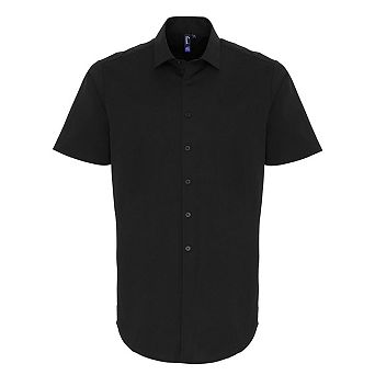 Premier Mens Poplin Stretch Short-Sleeved Shirt