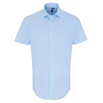 Premier Mens Poplin Stretch Short-Sleeved Shirt