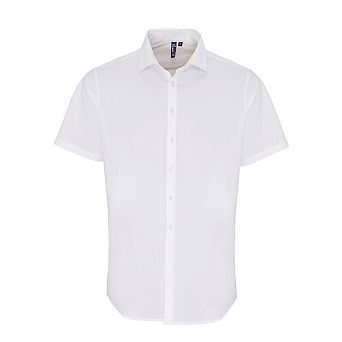 Premier Mens Poplin Stretch Short-Sleeved Shirt