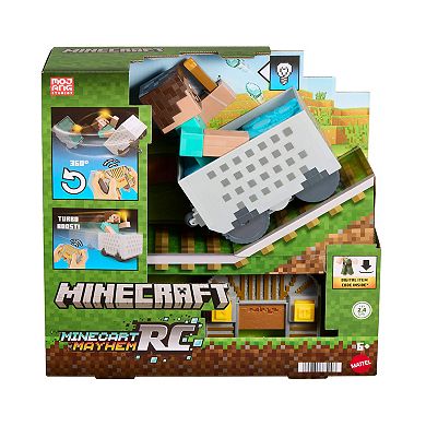 Mattel Minecraft Minecart RC with Steve, Turbo Boost & Lights