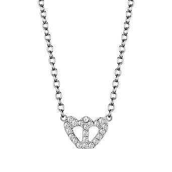 Alamode Womens/Ladies Rhodium Brass Synthetic Glass Crystal Heart Necklace