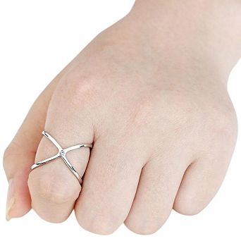 Alamode Womens/Ladies Rhodium Brass Cubic Zirconia Ring