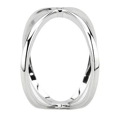 Alamode Womens/Ladies Rhodium Brass Cubic Zirconia Ring